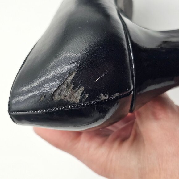 Easy Street Black Patent Leather Low Block Heel Shoes Y2K Office Career - Picture 7 of 11